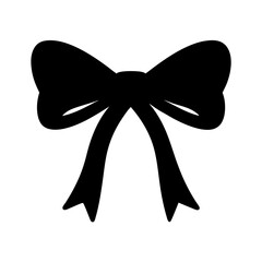 Black silhouette of an elegant bow on white background for decoration