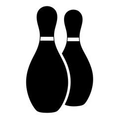 Simple illustration of two bowling pins with distinct features and shapes