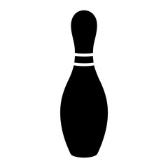 Simple graphic illustration of a black bowling pin on white background