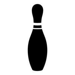 Single bowling pin silhouette on a white background representing bowling sport