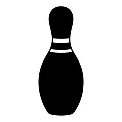 Single bowling pin silhouette isolated on white background for a strike