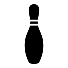 Simple, striking black silhouette of a classic tenpin bowling pin