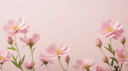 delicate pink flowers blooming in soft focus border