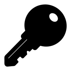 Simple Silhouette of a Key on White Background for Security Concepts