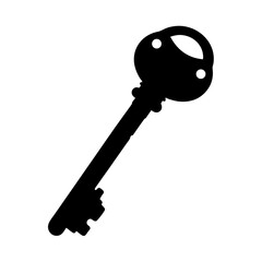 Silhouette of a vintage key isolated on white, unlocking secrets and security