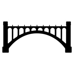 Black silhouette of a bridge with multiple arches and support pillars
