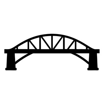 Silhouette of a beautiful arched bridge with detailed truss design structure