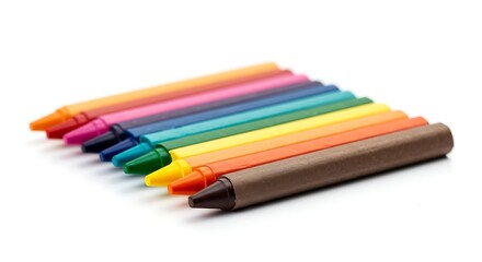 Fototapeta premium A rainbow of creativity! This vibrant assortment of crayons is ready to bring colors to life, making every project a masterpiece.