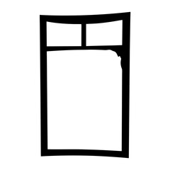 Minimalist black silhouette of a bed frame with pillows and sheets