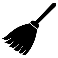 Simple black broom image isolated on white background for all your cleaning needs