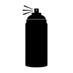 Silhouette of a pressurized aerosol spray can being released into the air