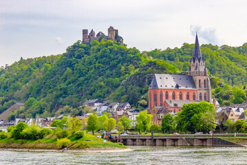 Liebfrauenkirche (Church of Our Lady) above the historic town of Oberwesel in Rhineland-Palatinate, Germany