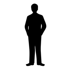 Full body silhouette of a man with his hands in his pockets