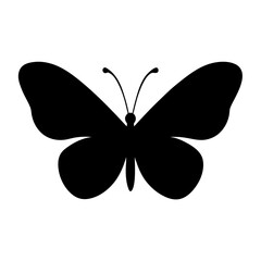 Silhouette of a Butterfly Against a White Background With Antennae Present