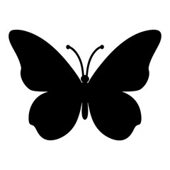 Elegant black butterfly silhouette with graceful wings and delicate antennae on white