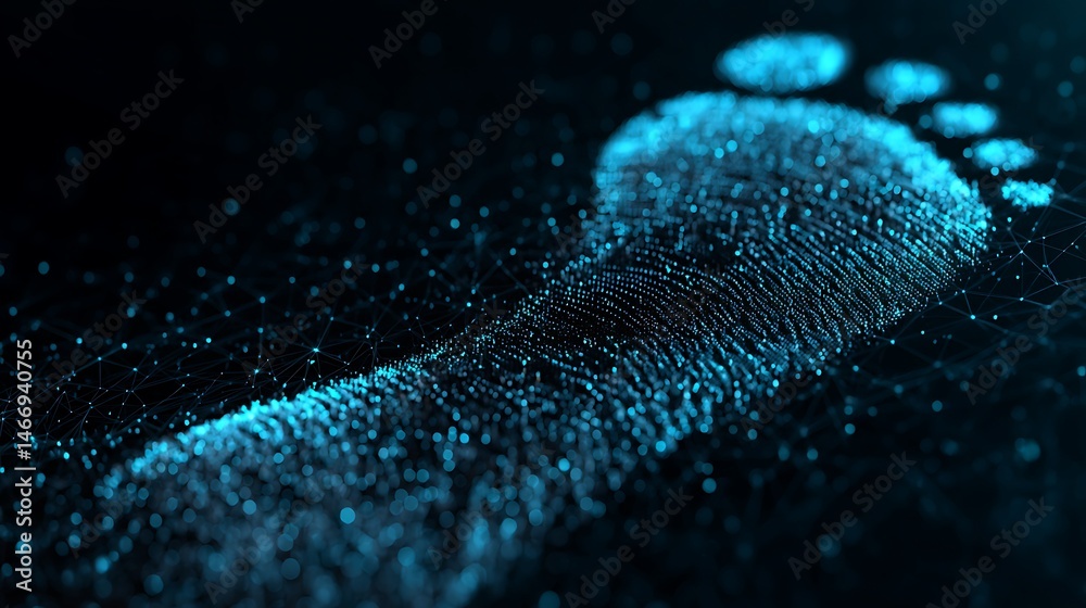 Aufkleber digital identity and cyber footprint tracking in the virtual world, a conceptual image of a digital 