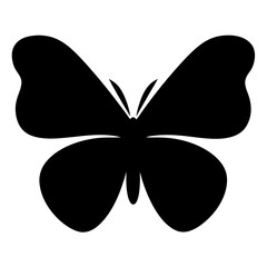 Symmetrical black butterfly silhouette illustration, a simple icon with artistic design