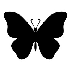 Simple black silhouette of a butterfly with rounded wing shape