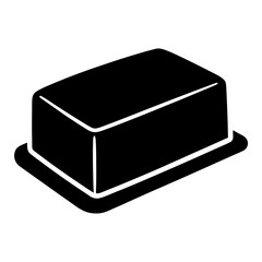 Solid black block with a raised base casting shadows for depth