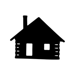 A rustic cabin silhouette with chimney evoking feelings of warmth and security