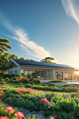 Solar panels on the roof of the house 