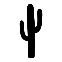Black silhouette of a saguaro cactus on a white background