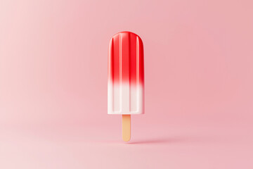 Red and white popsicle on a pink background.