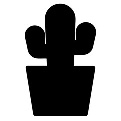 Silhouette of a threelimbed cactus plant in a flower pot