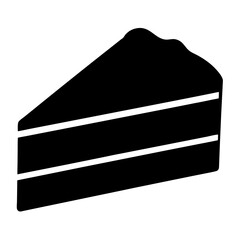 Delicious slice of layered cake icon with tempting sweet layers inside