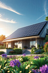 Solar panels on the roof of the house 