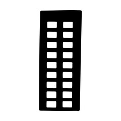 Obraz premium Simple black drawing of a tall building with many windows depicted