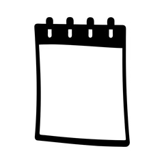 Simple black and white sketch of a blank notepad or calendar