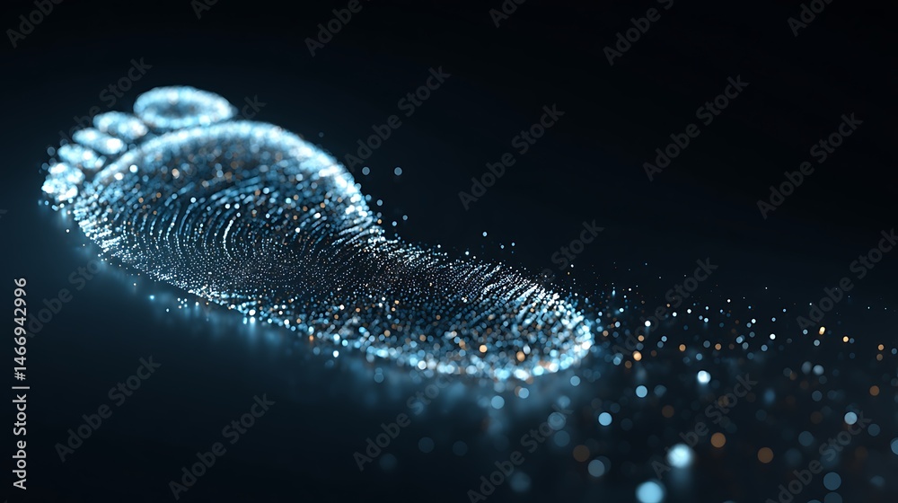 Leinwandbilder digital fingerprint forming a footprint, symbolizing one, s online presence and data trail, represen