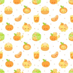 Cute Orange Cat Seamless Pattern