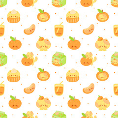 Cute Orange Cat Seamless Pattern