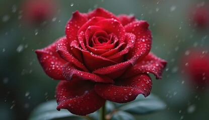 red rose with water droplets