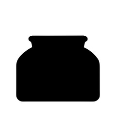 Black silhouette of a pot or jar with a curved rim and handleless design
