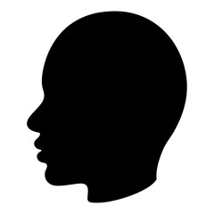 Silhouette of a human head in profile, shown in black and white