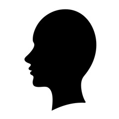 Minimalist Black Silhouette of a Head in Profile on a White Background