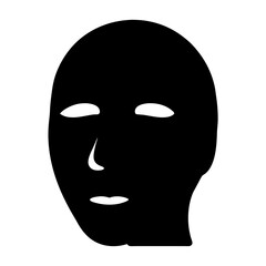 Abstract Black Head Silhouette with Facial Features on a White Background
