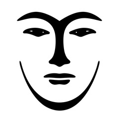 Minimalist Black and White Face Illustration with Serene and Elegant Features