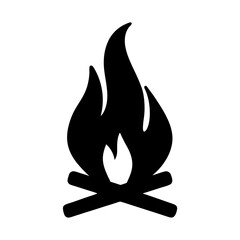 Minimalist bonfire design with wood logs and a burning flame illustration