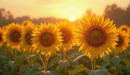 Obraz premium sunflower field in the morning