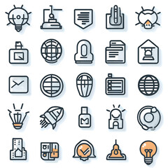 Development & Start up thin line icons set. Development editable stroke icon. Start up symbols collection. Vector illustration --v 6.1 --s 750 --raw