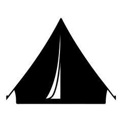 Fototapeta premium Black silhouette of a tent, representing outdoor adventure and camping experience