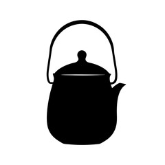 A minimalist black and white vector illustration of a traditional teapot