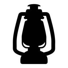 Silhouette of antique oil lamp with metal frame and base design
