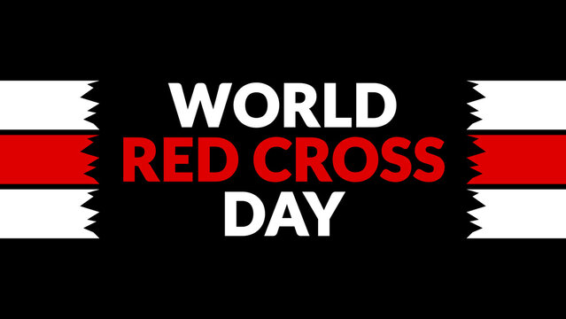 World Red Cross Day text with side lines on a black background. 