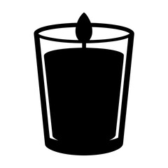 Elegant Black Silhouette of a Burning Candle in a Glass Container