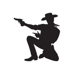 Western Pose Vector Silhouette, Cowboy Stance, Wild West, Rodeo Style, Cowboy Action, Western Rider, Old West, Biker Attitude
